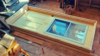 Living Offgrid In A 12x12 Cabin  Building DRAFT FREE Door Frame  Exterior Rigid Insulation [upl. by Ysdnil]