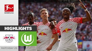 Big Points in CLRace  RB Leipzig  VfL Wolfsburg 30  Highlights  Matchday 29 – Bundesliga [upl. by Sabella]