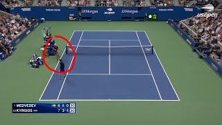 Kyrgios vs Medvedev  Extreme bizarre point from Kyrgios on the other side of the net [upl. by Maddock838]