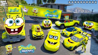 GTA 5  Stealing SPONGEBOB CARS with Franklin Real Life Cars 101 [upl. by Oren]