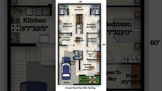 Best Ground Floor Plan  3 BHK Ground Floor Vastu House Plan With Car Parking 🏠 architecturalplan [upl. by Adihsar]