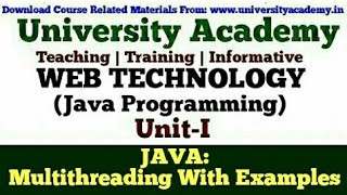 WT29 Multithreading in javaLife cycle of a Thread Creating a ThreadExamples in Hindi by UA [upl. by Lonni140]