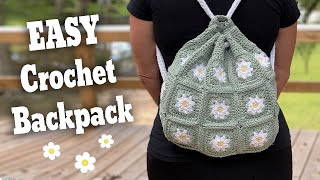 How to Make an Easy Drawstring Backpack in Crochet [upl. by Aruol]