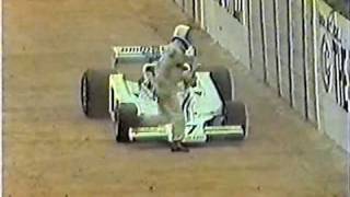 1977  Tom Pryce crash live broadcast TV  Kyalami circuit [upl. by Llerruj568]