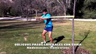 Personal Running  ABDOMINALES ISOMÉTRICOS Oblicuos pasos laterales con goma elásticam4v [upl. by Glaab]