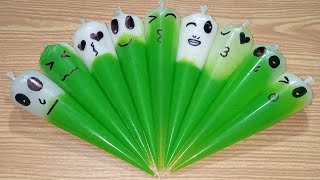 Making parrot green slime with piping bags🌈ASMR🌹Satisfying slime videosviralvideosubscribelike [upl. by Ellenahs831]