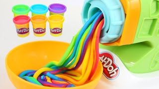 DIY Play Doh Rainbow Spaghetti Maker Modelling Clay Play Doh Mighty Toys [upl. by Rog]