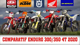 Essai Comparatif ENDURO 300350 4T 2020  HONDA  KTM  HUSQVARNA  SHERCO  BETA [upl. by Lifton529]