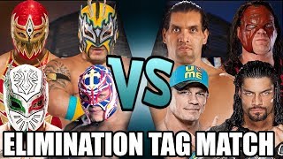 Sin Cara Kalisto Rey Mysterio amp Metalik vs Reigns Cena Kane amp Great Khali Elimination Tag [upl. by Anahsit369]