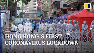 Hong Kong coronavirus lockdown 10000 people confined as police cordon off part of Yau Tsim Mong [upl. by Unhsiv]