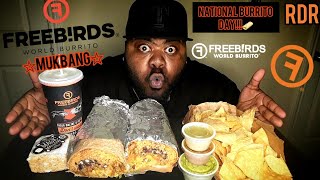 FREEBIRDS WORLD BURRITOS MUKBANGquotNational Burrito Dayquot [upl. by Fari]