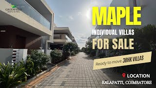 Greenfield Maple  Individual 3BHK Villas for sale  Kalapatti Coimbatore  Book yours soon [upl. by Jennings]