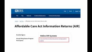 1095C  EFiling to the IRS Using the IRS AIR Format [upl. by Scrivenor]