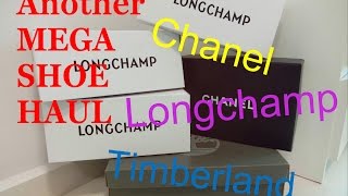 Another MEGA SHOE Haul Chanel Longchamp Timberland [upl. by Avir]