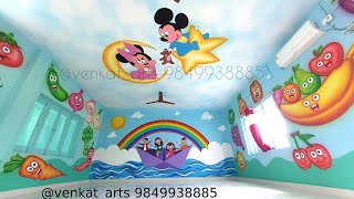 Pre Primary Play School Classroom Wall Art Painting Ideas 9849938885 playschoolwallpainting [upl. by Eixam629]