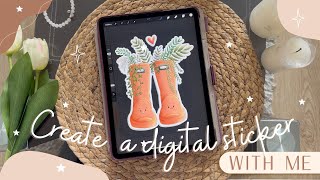 🪴 How to Create a Digital Sticker  Procreate Tutorial  Digital Stickers for Goodnotes [upl. by Fleurette]