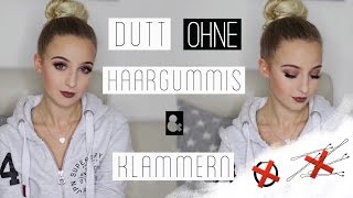 DUTT OHNE HAARGUMMIS amp KLAMMERN  Tutorial  SabrinaMloves [upl. by Balduin]