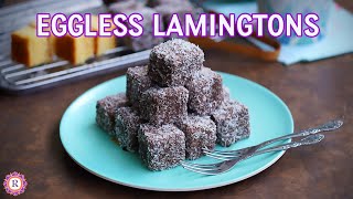 Eggless Lamington Cake Recipe  Eggless lamingtons  Australian cake recipe [upl. by Deroo]