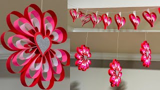 DIY Valentine’s Day Decorations  DIY Heart hangings  Paper decoration ideas for Valentines Day [upl. by Somerville864]