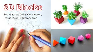 How To Make Tetrahedron Cube Octahedron Icosahedron amp Dodecahedron  Paper Platonic Solids [upl. by Aleek]