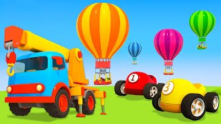 Helper Cars amp the balloons Toy racing cars for kids Learn colors with car cartoons for kids [upl. by Moyer188]