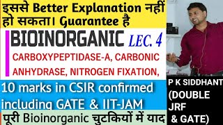 Bioinorganic LEC 4 CSIRJRF GATE carboxypeptidase A CARBONIC ANHYDRASE Nitrogen fixation [upl. by Axel]