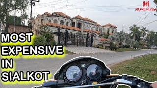 Looking At BIG Houses In RICHEST Part of Sialkot  Pakistan Motorcycle Ride POV Tour  Cantt [upl. by Reuben706]