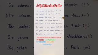 Deklination der Adjektive deutsch deutschlernen dativ deutschonline german learngerman shorts [upl. by Tsan288]