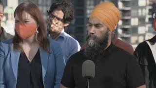 Jagmeet Singh discusses sick leave child care in Hamilton Ontario – September 6 2021 [upl. by Gardell473]