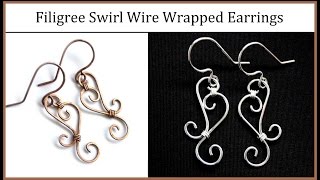 Easy Jewelry Tutorial  Simple Wire Wrapped Filigree Swirl Earrings [upl. by Isis]