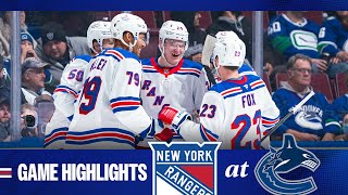 GAME HIGHLIGHTS  202425 New York Rangers at Vancouver Canucks 111924 [upl. by Artekal578]