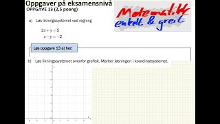 d1o13  Likningssett algebraisk og grafisk løsning [upl. by Lister]