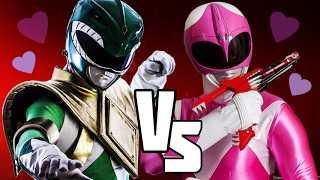 GREEN RANGER VS PINK RANGER  Power Rangers BATTLES Valentines FIght [upl. by Luaped408]