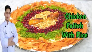 Chicken Fatteh With Rice  Arabic food  Lebanese Recipes  Fatteh  Ramadan [upl. by Hopkins100]