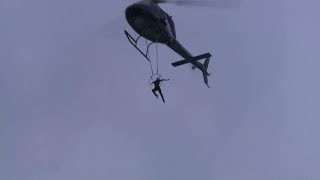 Erendira Wallenda hangs by teeth from chopper over Niagara Falls [upl. by Duggan]