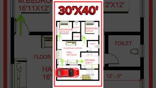 quot30x40 2BHK Home Plan  Indian Home Designquot [upl. by Elmajian]