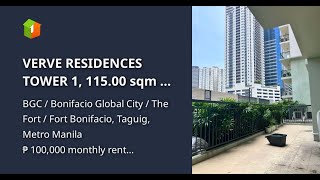 VERVE RESIDENCES TOWER 1 11500 sqm 2 Bedroom with Balcony and Parking in BGC [upl. by Gomer]