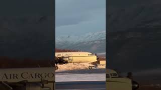 Everts Air Cargo DC6 Landing on Runway 15 UNKANC [upl. by Aehs392]