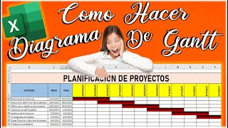 COMO CREAR UN DIAGRAMA DE GANTT EN EXCEL✅ EN 5 MINUTOS✨ [upl. by Wane]