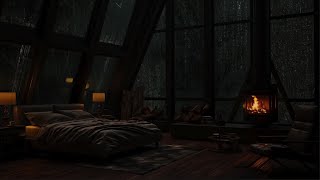 🔴 Natural Rain Sounds for Deep Sleep 🌧️ Rainstorms on windows amp Warm Fireplace for Perfect Sleep 💤 [upl. by Atnahsa]