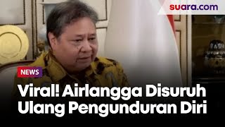 VIDEO EKSKLUSIF Airlangga Hartarto Disuruh Baca Ulang Kalimat Pengunduran Diri [upl. by Dorree655]