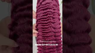 Burgundy deep wave glueless wig [upl. by Vinn]