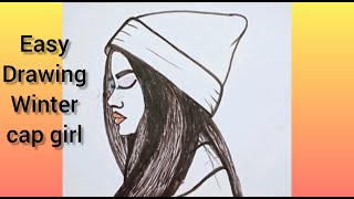 How to draw winter girl cap  girl wearing winter cap tutorial very easy [upl. by Rodolphe]