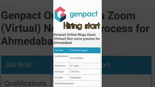 Genpact hiring Technical support Profile hiringjobsgenpact [upl. by Sean117]