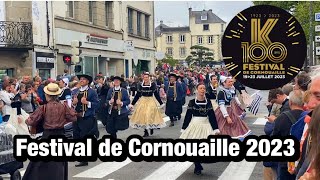 4 FESTIVAL DE CORNOUAILLE 2023 Quimper 100 ans triomphe des sonneurs Grand défilé [upl. by Noirret]