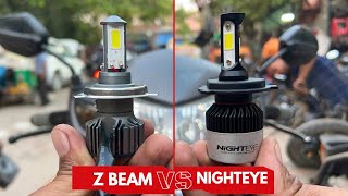 Best Led H4 Bulb For Motorcycle amp Cars  Z Beam vs Nighteye  Techno khan [upl. by Mela]