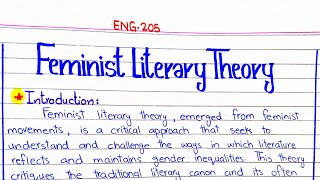 Feminist Literary Theory  4thsemester ENG205 literature pu [upl. by Morgenthaler]