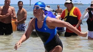 Diana Nyad arrives on Florida beach after record 110mile swim from Cuba [upl. by Curtis894]