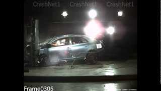 Toyota Yaris  2010  Small Overlap into Pole  NHTSA  CrashNet1 [upl. by Mallin]