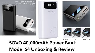 SOVO 40000mah Power Bank model S4 unboxing and review [upl. by Haswell]